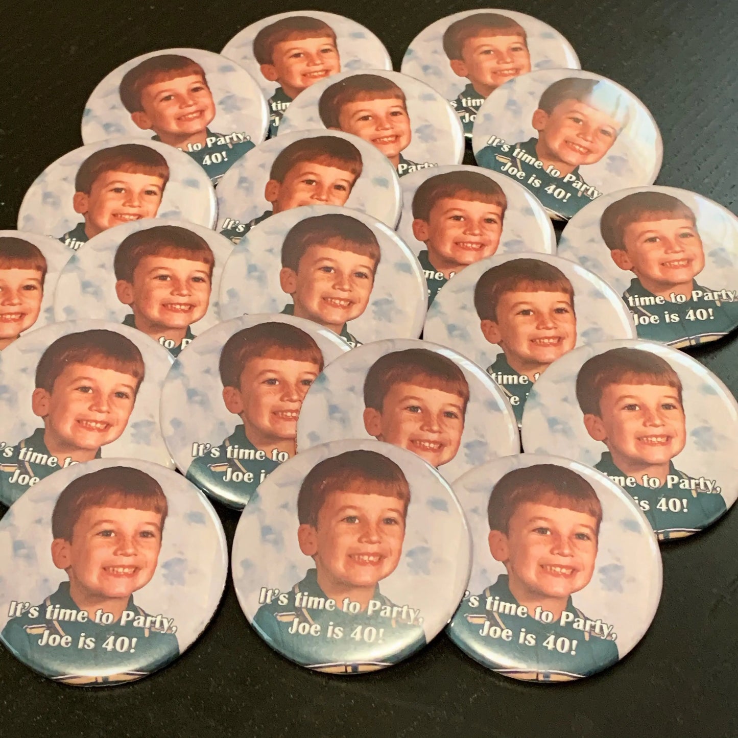 50th Birthday Milestone Adult Party Favor, Custom Photo Pins - 15 pieces + - Busybee Creates