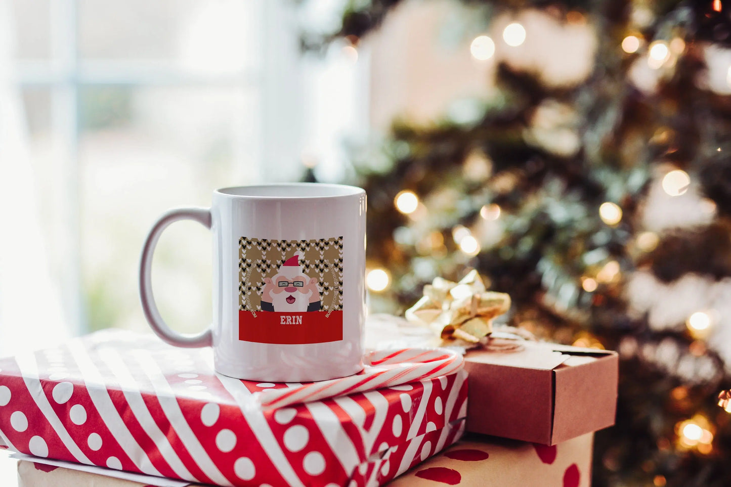 Christmas Santa Coffee Mug, Personalized Gift ideas for Stocking Stuffer - 11 oz. - Busybee Creates