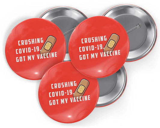 Covid Vaccinated Mask Button Pin, Mask Awareness Pin- Trio Pack - Busybee Creates