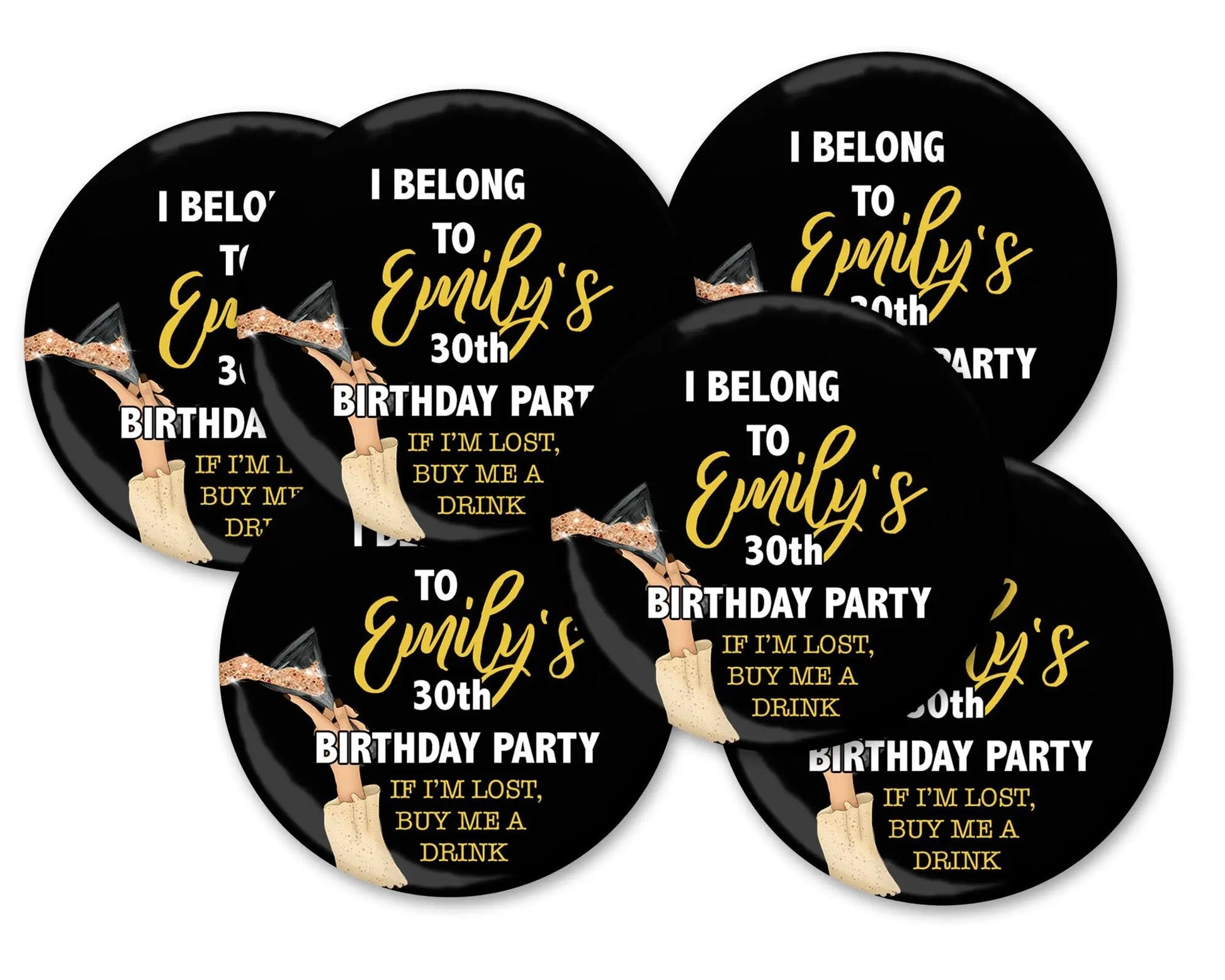 Custom 30th Adult Party Crew Birthday Pins - 15 pieces + - Busybee Creates