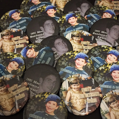 Custom 60th Birthday Gift for Men,  Personalized Milestone Photo Button Pins - 15 pieces + - Busybee Creates