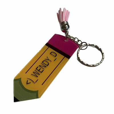 Custom Back to School Keychain, Pencil Keychain for School Backpack - Busybee Creates