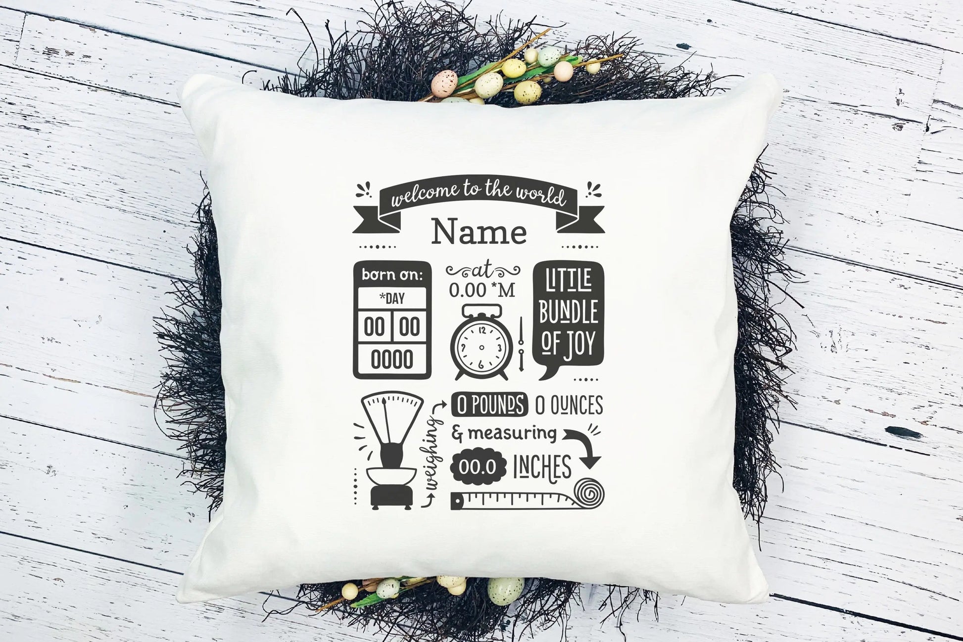 Custom Birth Stat Pillow for New Baby Nursery Decor Llama,  Birth Announcement for Mom - Busybee Creates