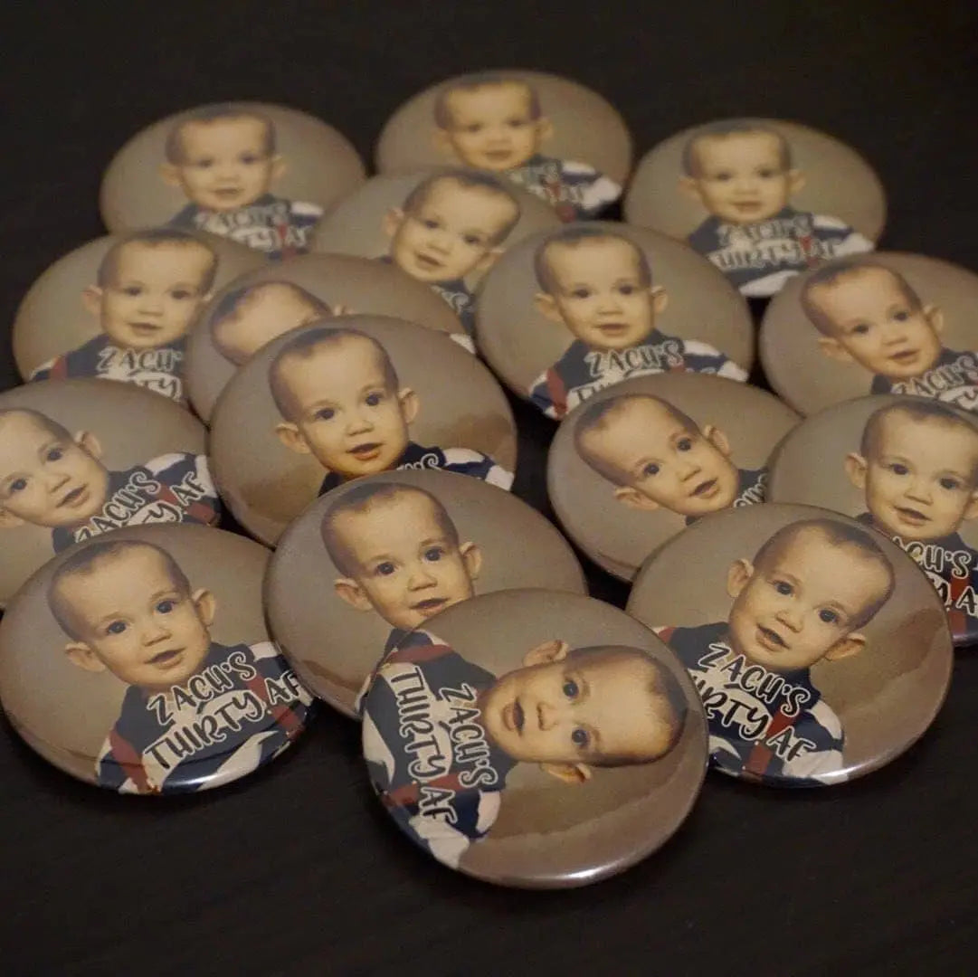 Custom Dirty Thirty Adult Party Favor, Milestone Birthday Photo Pins - 15 pieces + - Busybee Creates