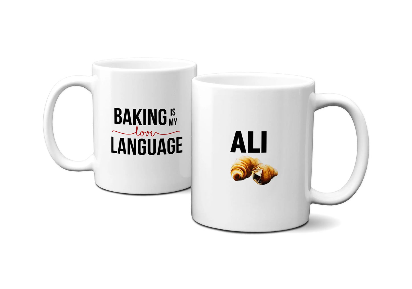 Custom Mugs for Bakers- Baking is my Love Language Pastry Chef Gifts - Custom Name Mugs - 11 oz. - Busybee Creates