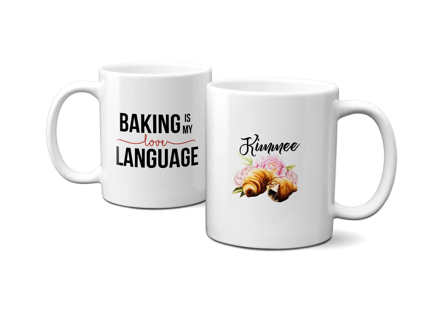 Custom Mugs for Bakers- Baking is my Love Language Pastry Chef Gifts - Custom Name Mugs - 11 oz. - Busybee Creates