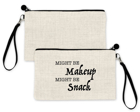 Might be Makeup Might be Snack Pouch, Cosmetic Bag Organizer Gift for Makeup Lover - Busybee Creates