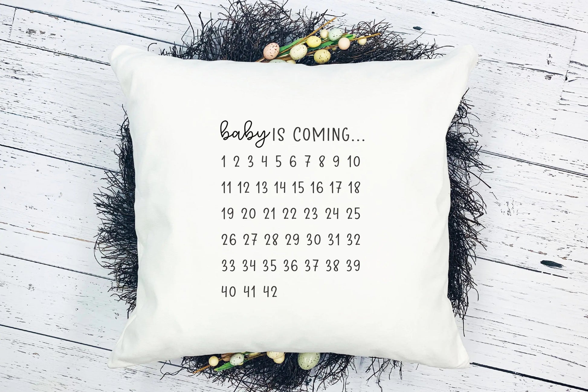 Personalized Baby Shower Nursery Decor Pillowcase - Due Date Calendar Baby Gift Ideas for New Mom - Busybee Creates