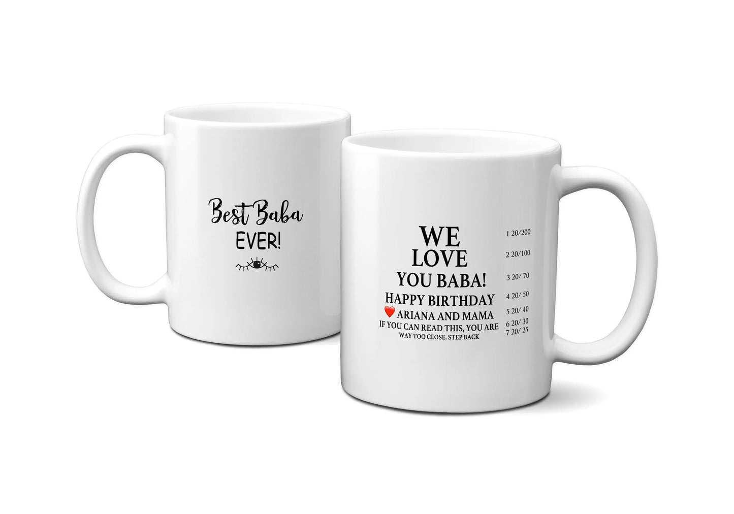 Personalized Eye Chart Gift for Dad Coffee Mug - Optician Father's Dad Gift Mug - Busybee Creates