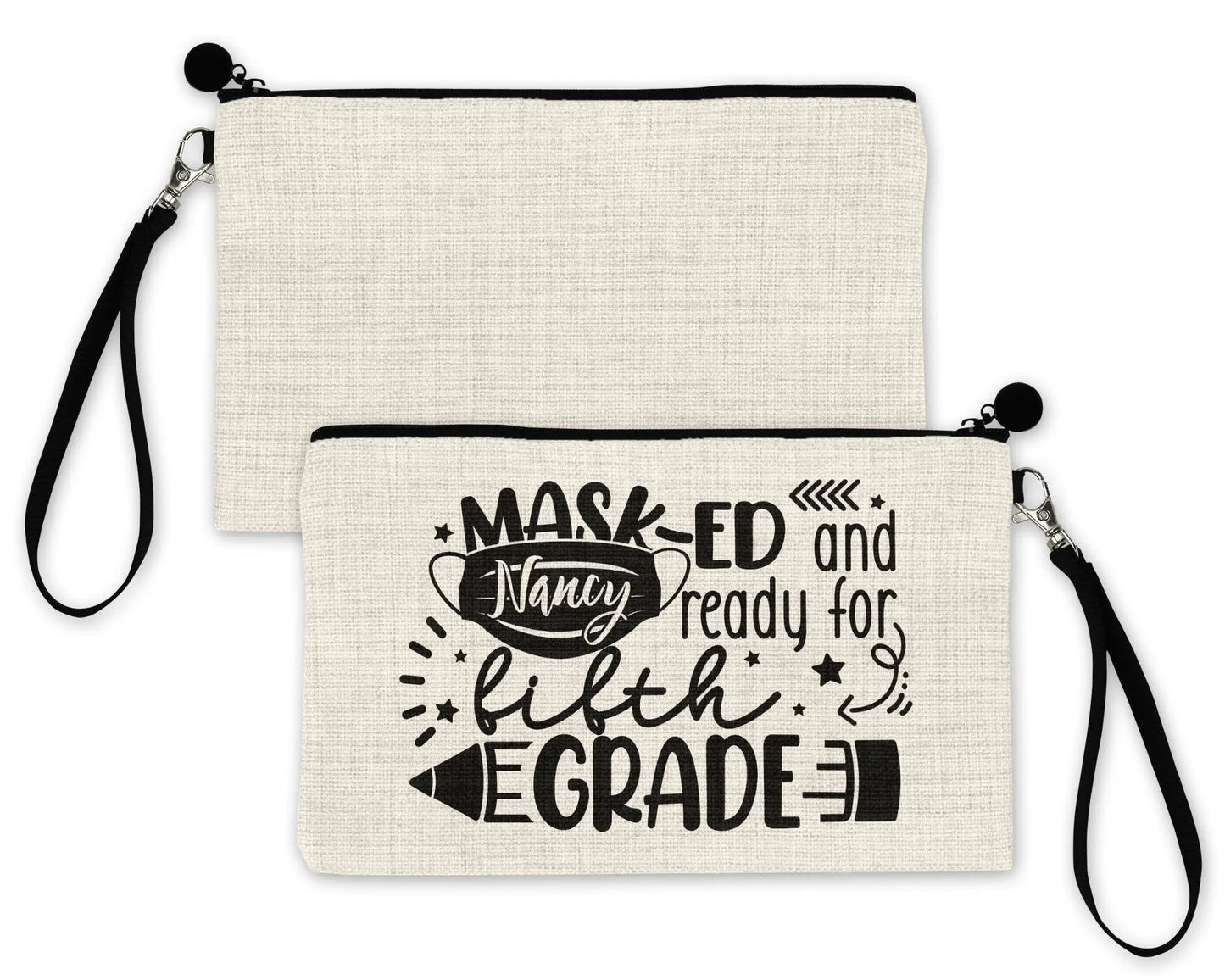 Personalized Sibling Bundle Face Masks Pouch, Custom Mask Bag for Student - Busybee Creates