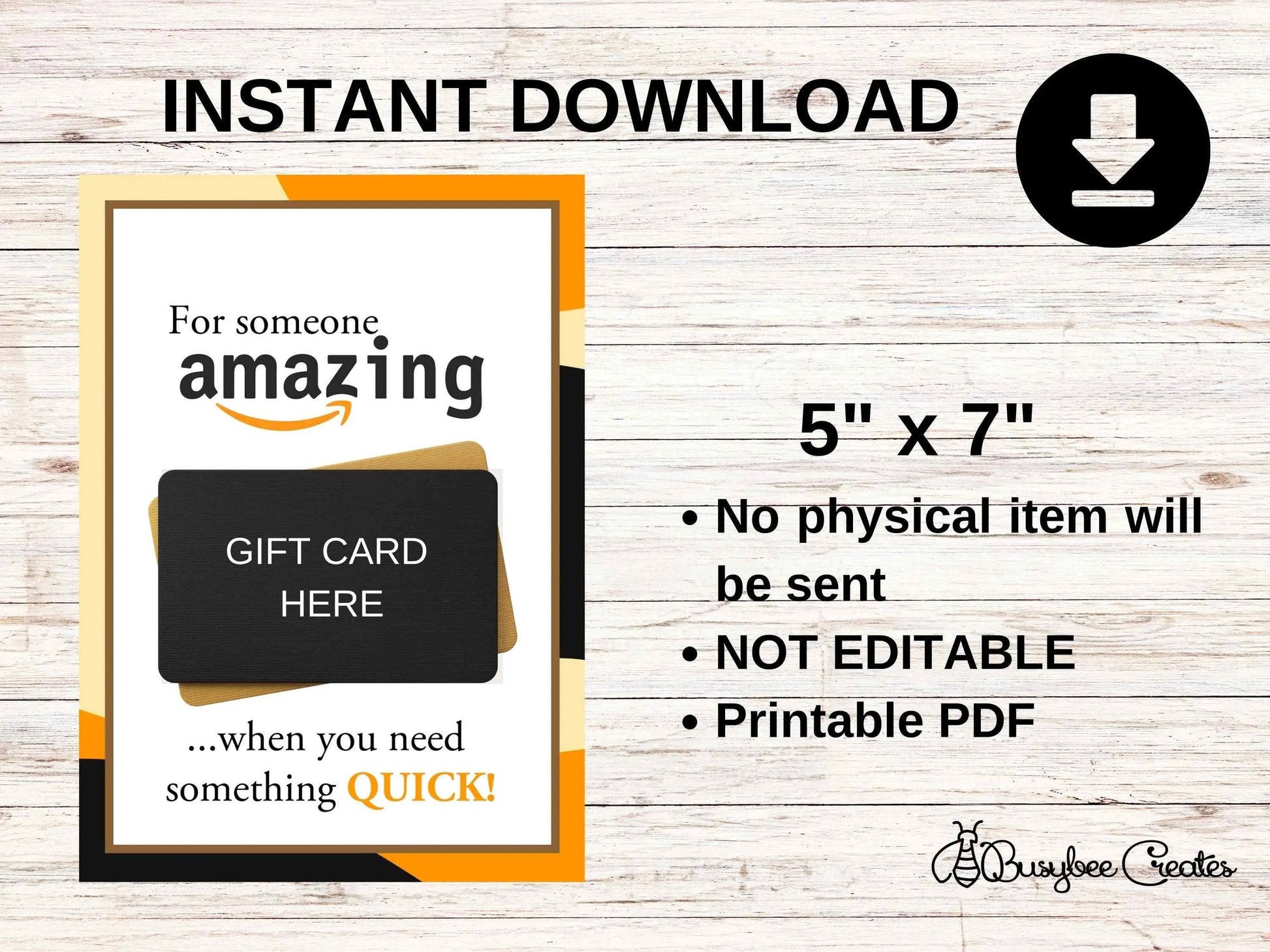 Printable Amazon Gift Card Holder - Instant Download - Busybee Creates