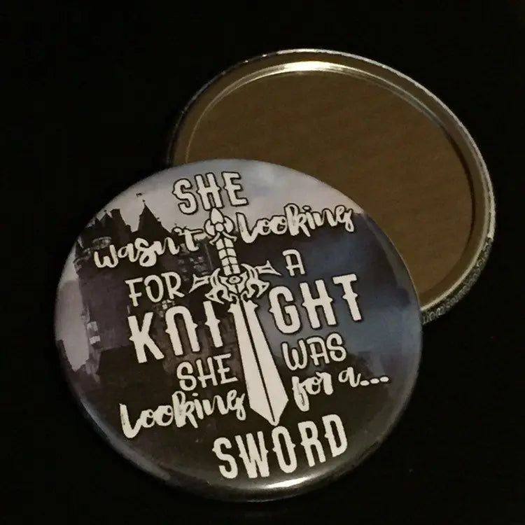 She wasn't  looking for a knight... Button Pocket  Mirror Favors - 10 pieces - Busybee Creates