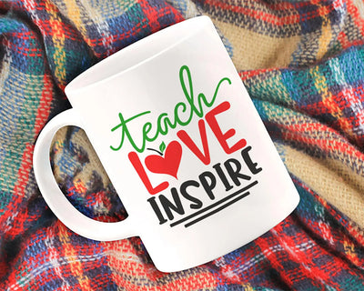 Teach Love Inspire Coffee Mug for Teacher, Teacher Appreciation Coffee Mug- 11 oz. - Busybee Creates