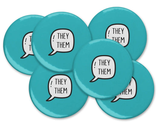 They/Them Gender Neutral Button Pins, Pronoun Button - 6 pcs+ - Busybee Creates