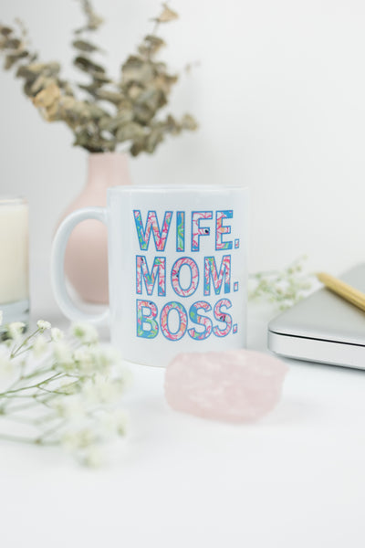 Wife Mom Boss Mug Gift Ideas, Gift for Mother - 11 oz. Busybee Creates