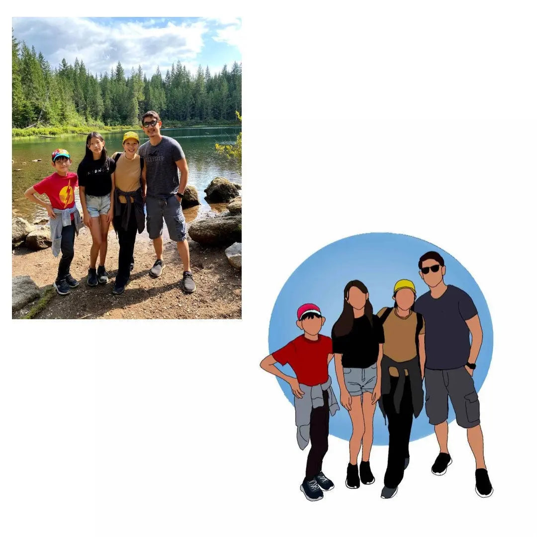 Custom Illustration Family Portrait Digital, Faceless Portrait Digital