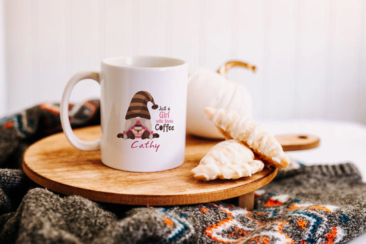 Gnome Coffee Lover Gift Custom Mug, Personalized Gifts for Friend, Cute Gift Ideas - 11 oz.