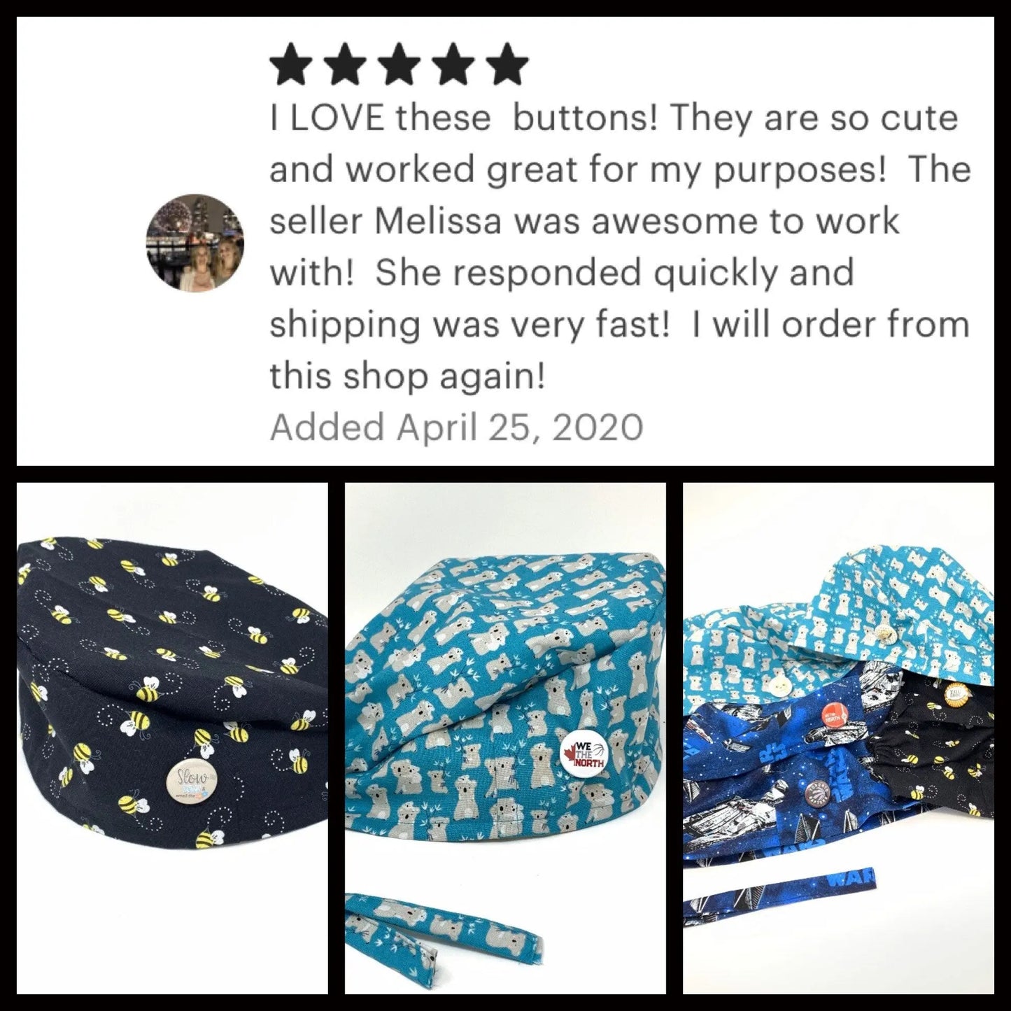 Mini Buttons for Nurse Scrub Caps, Nurse Gift Mask Accessories, Mask Headband Buttons for Ear Savers - 20 pcs