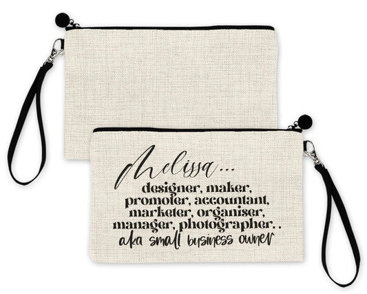 Small Business Owner Bag Organizer with Name, Gift Ideas Pouch for Girl Boss