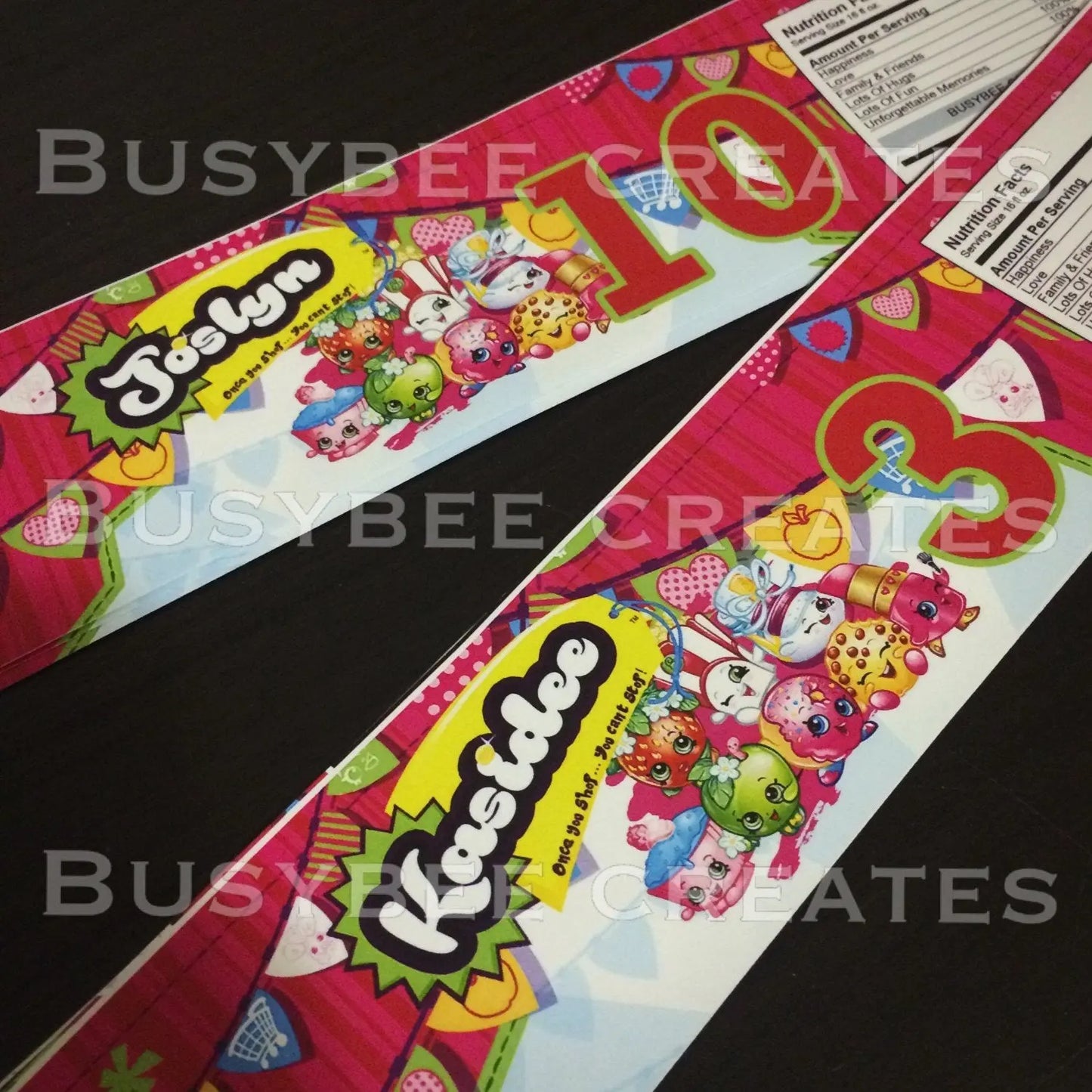 Custom Shopkins Theme for Girls Birthday Party Favors and Water Bottle Label 24 pieces + or DIGITAL
