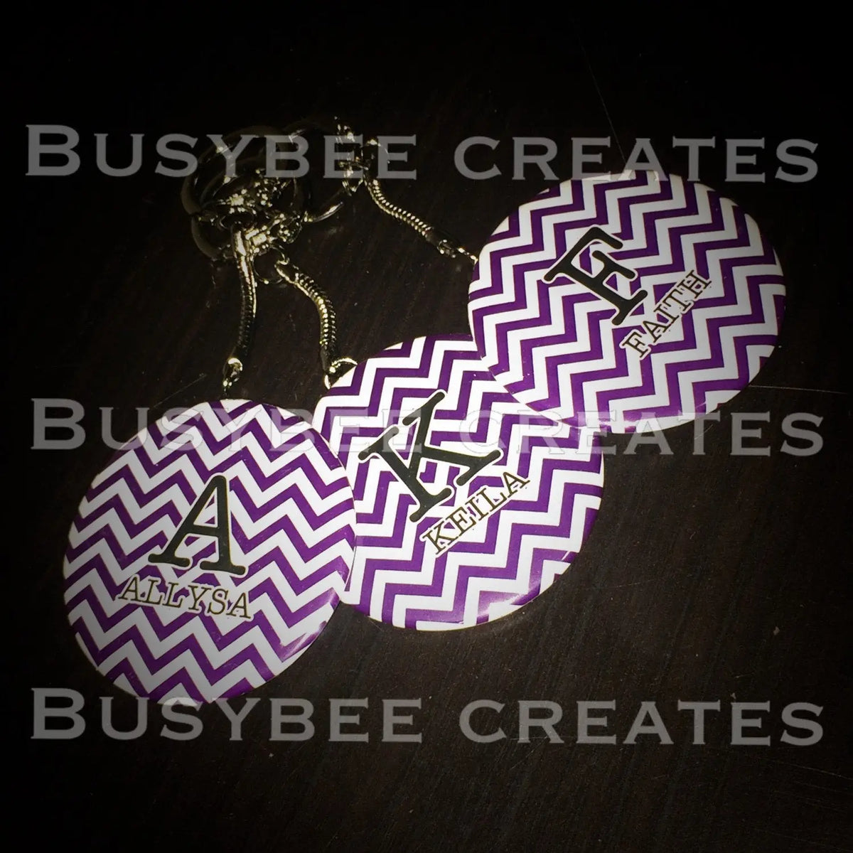 Custom Favours - Personalize Bag Tag / Keychains - Custom Gift Ideas - Personalized Chevron with Initials Button Pin- 10 pcs