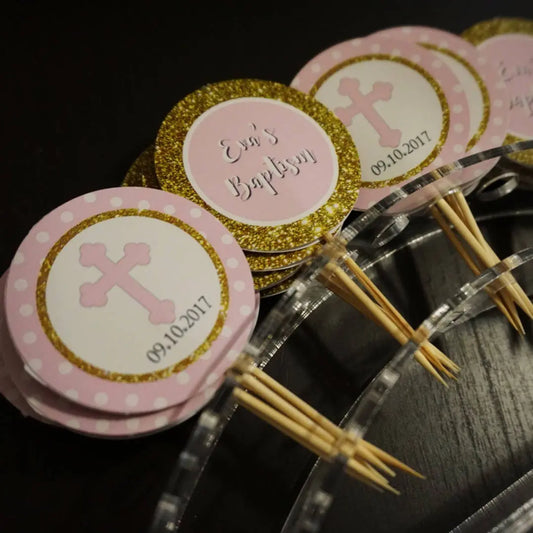 Custom Gift for Mom- Pregnancy Reveal - Gender Reveal Tags - Handmade Gifts - Personalize Baby Shower Party Cupcake Topper 2 x 2" 20 pieces busybeecreates