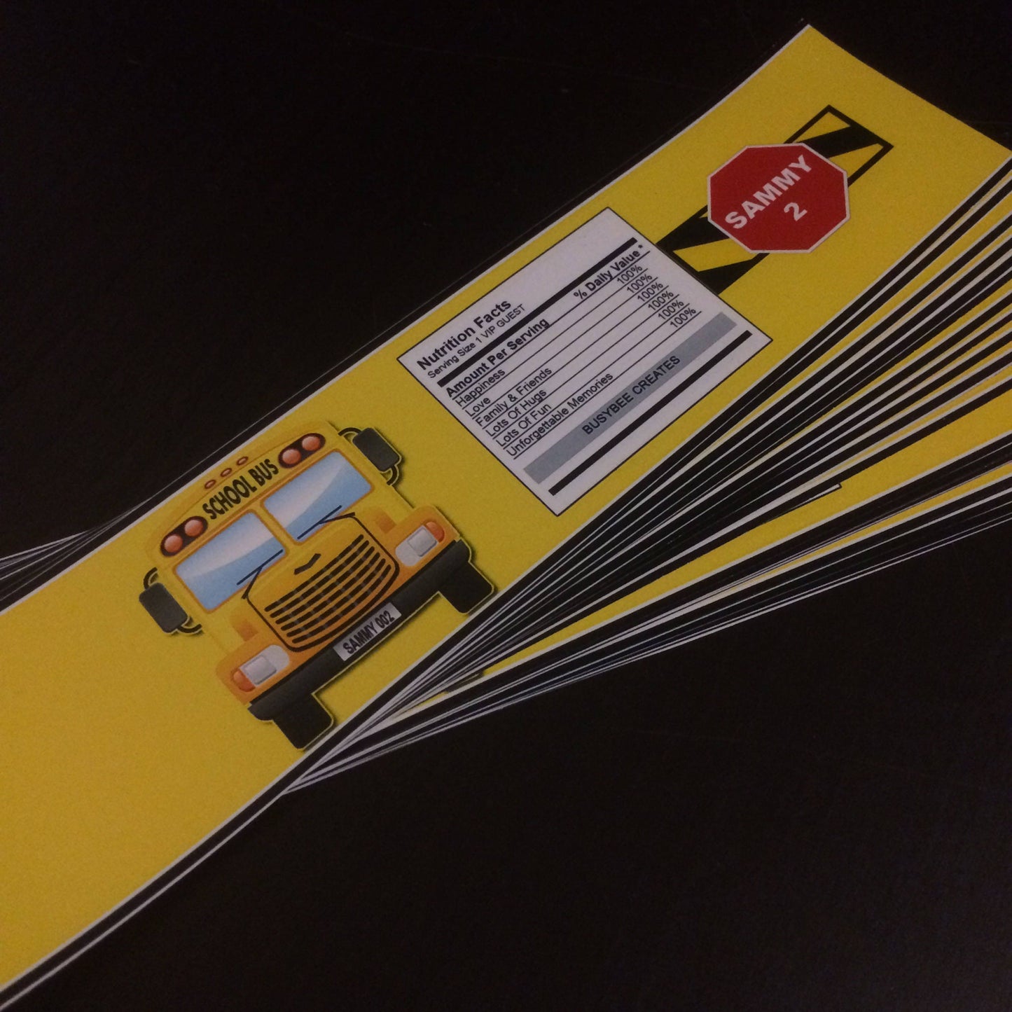 Yellow School Bus Water Bottle Label - Digital