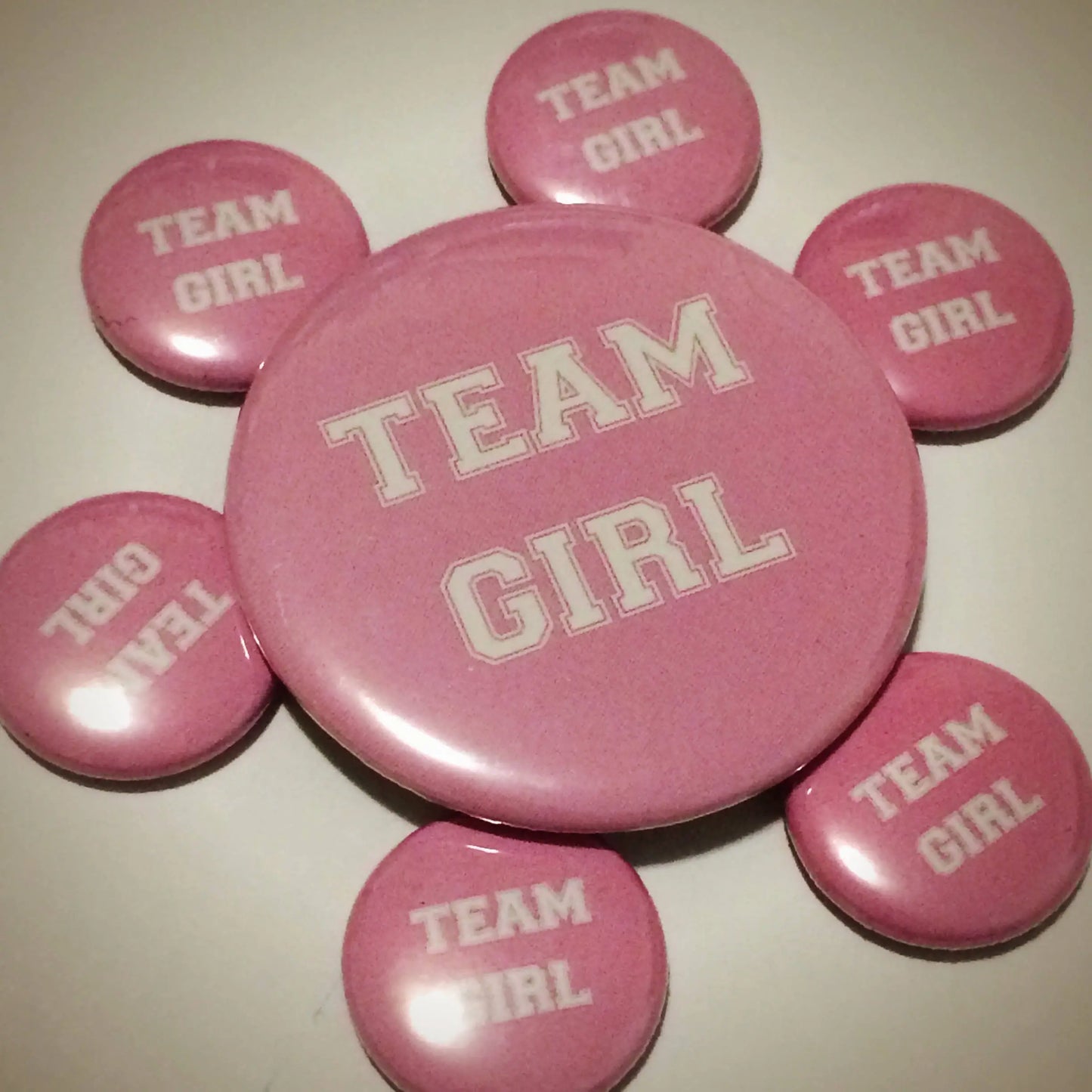 Personalized Baby Girl  Gender Reveal  Celebration Favors - Gifts for Her Baby Shower Button Pins - 12 Mini and 1 Big Button for Mom to Be