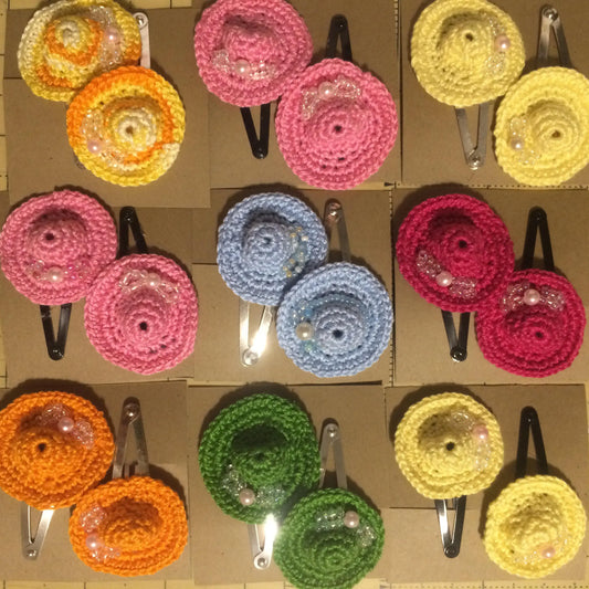 Mini Crochet Hats  Hair Clips fit for a Princess - 6 sets