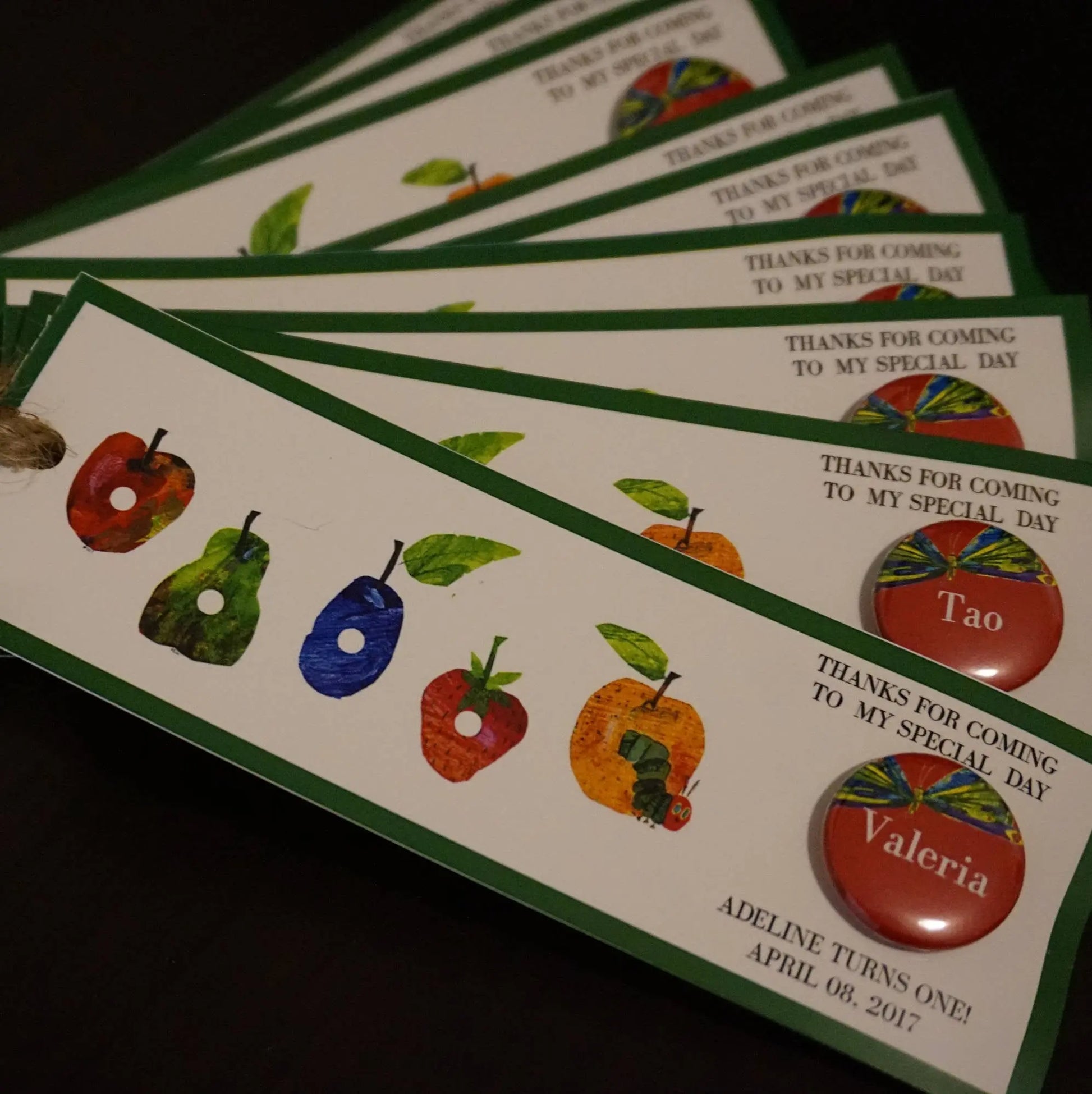 Personalized Hungry Caterpillar Bookmark - 24 pieces