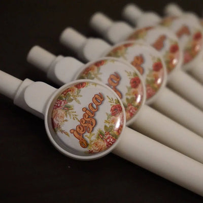 Personalized Baker's Button Pens- 10 pieces - Busybee Creates