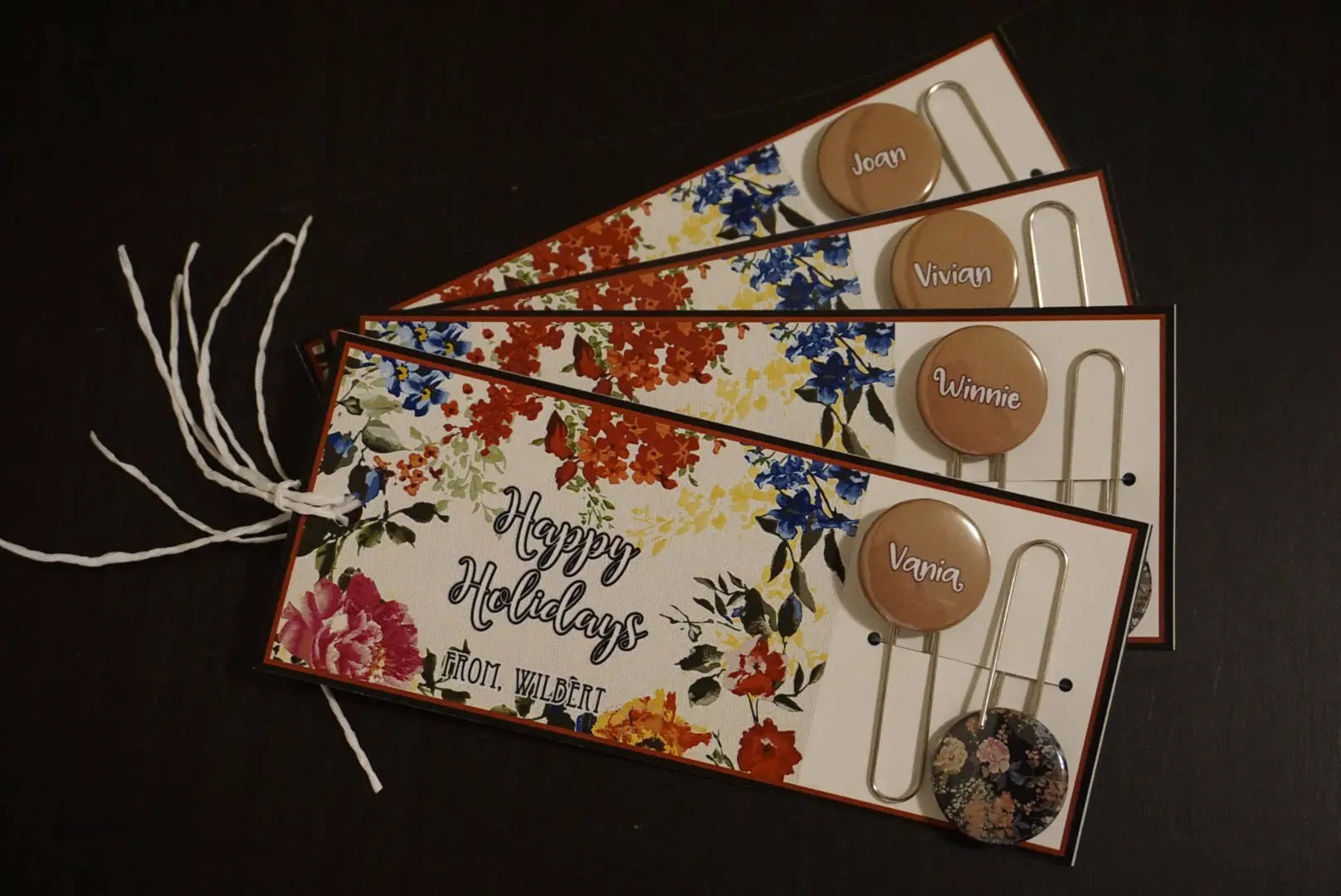 Floral Inspired Vintage Themed Card and Button Clip - 10 / set