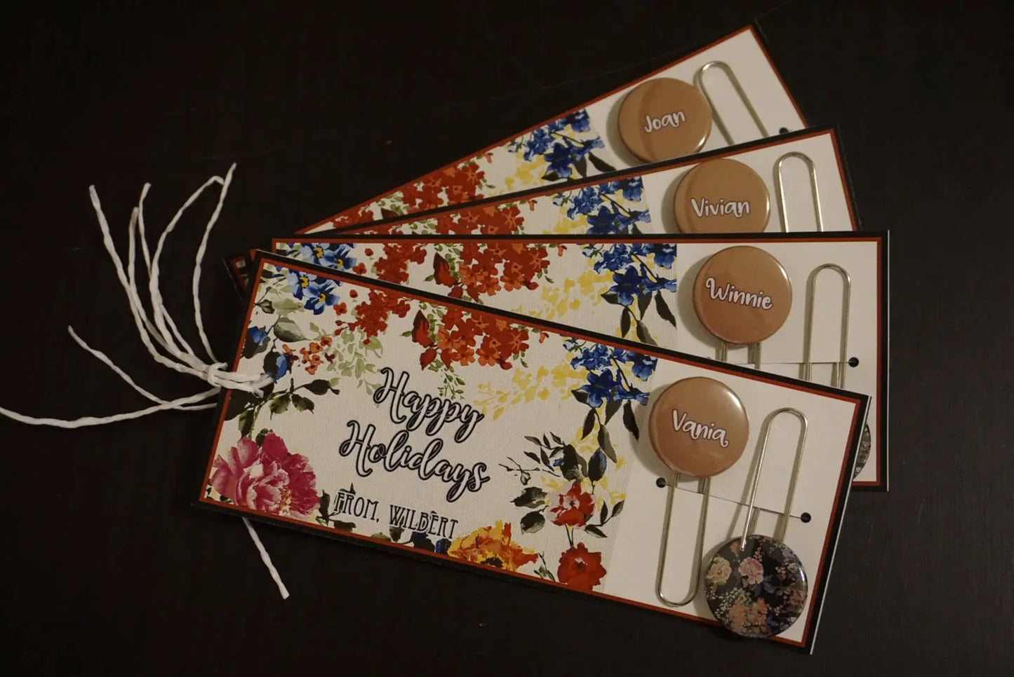 Personalized Retro Theme Bookmark Card and Paper Clip Favors - 10/ set
