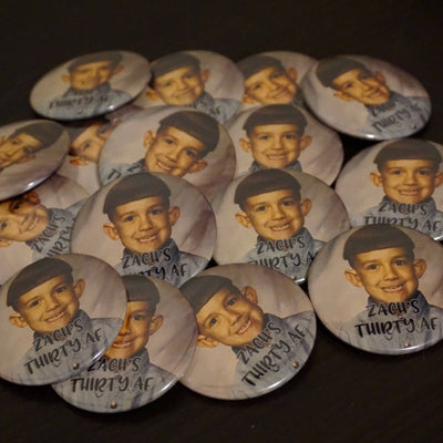 Party Favors for Jewish Bar Mitzvah , Custom Photo Buttons Pins - 15 pieces