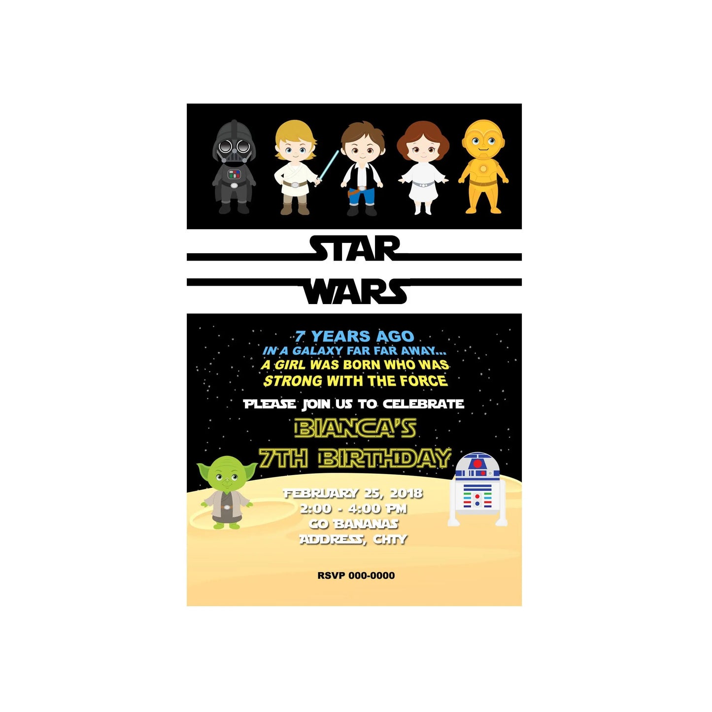 Star Wars Birthday Card Party Favours - Star Wars Theme Printables - Star Wars Invites 10 sets + PRINTED or DIGITAL
