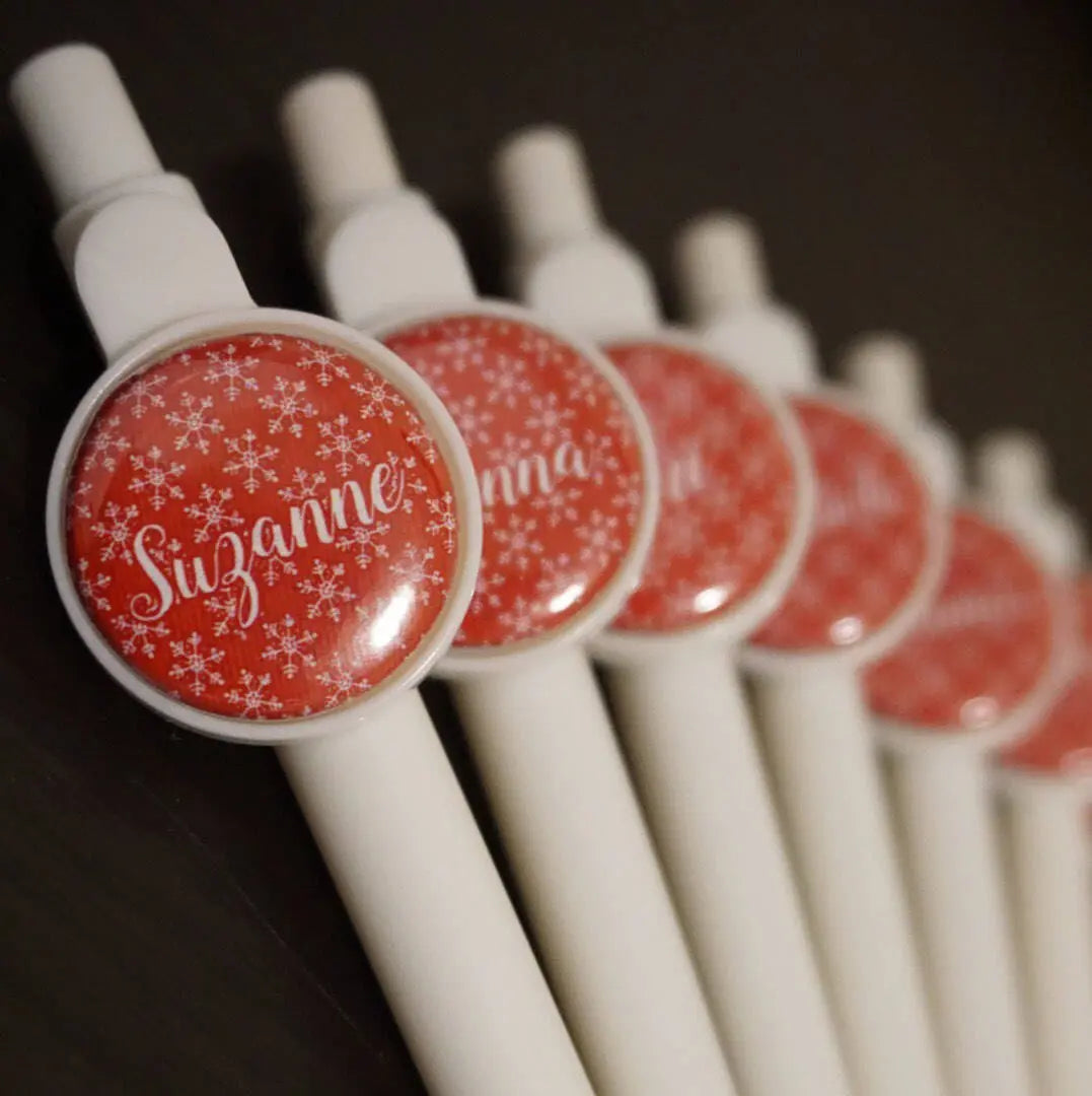 Personalized Silver Inspired Button Pen Favors - 10 pieces