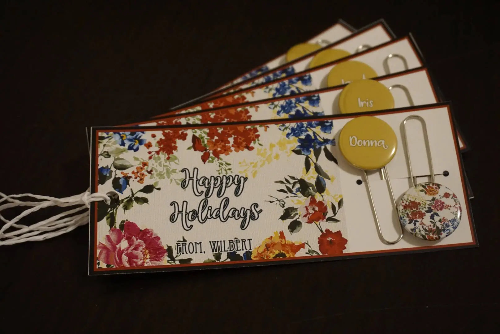 Floral Inspired Vintage Themed Card and Button Clip - 10 / set
