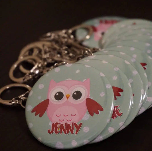 Owl Woodland Theme Birthday - Back to Nature Party Gift for Girls Baby Shower Nature Custom Favor Button Keychains 10 pieces - Busybee Creates