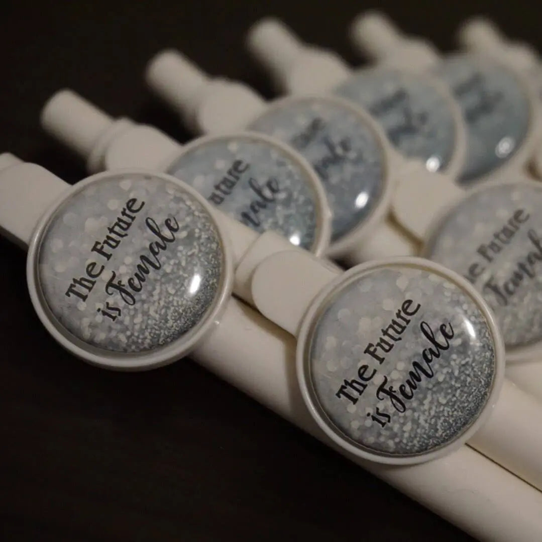 Personalized Silver Inspired Button Pen Favors - 10 pieces - Busybee Creates