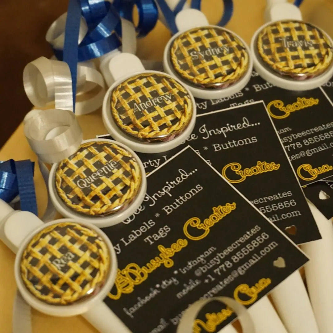 Personalized Baker's Button Pens- 10 pieces - Busybee Creates