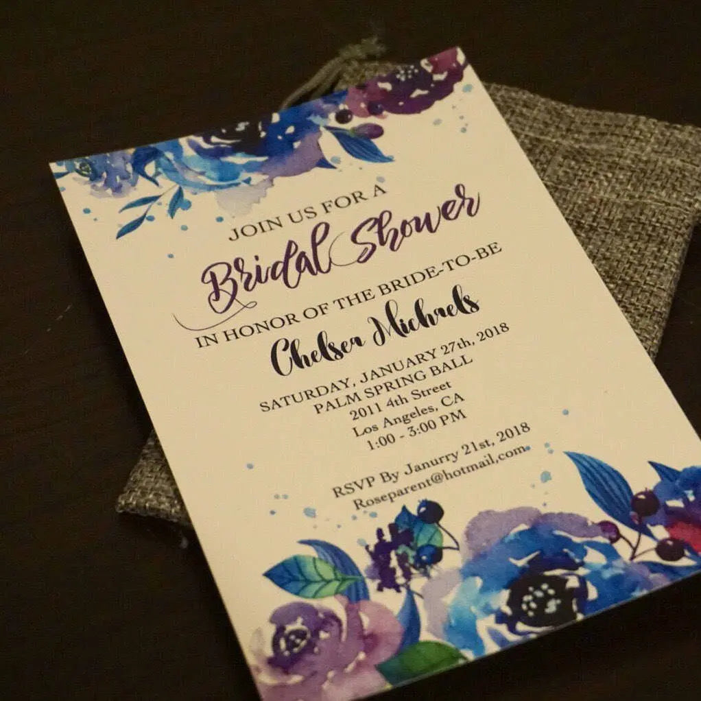 Watercolour Floral Wedding Invitations - DIGITAL or PRINTED - Busybee Creates