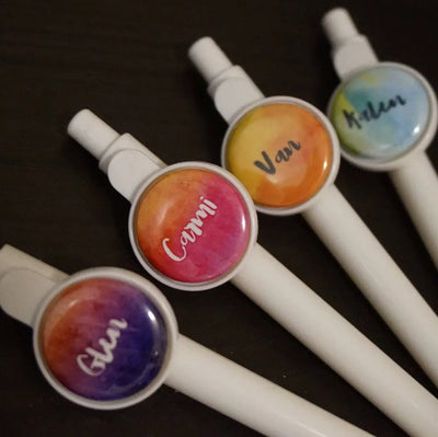Personalized Baker's Button Pens- 10 pieces - Busybee Creates
