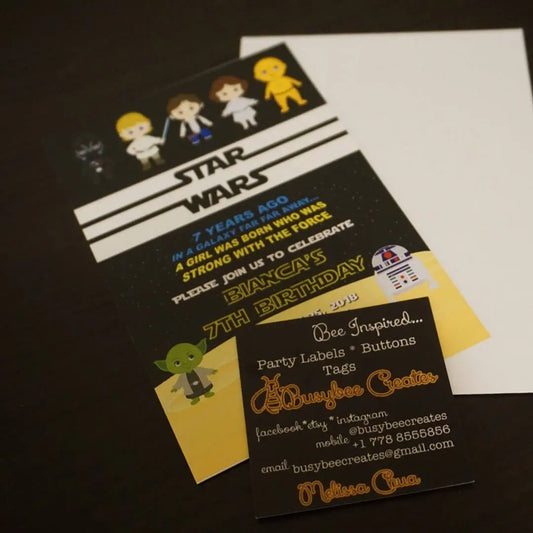 Star Wars Birthday Card Party Favours - Star Wars Theme Printables - Star Wars Invites 10 sets + PRINTED or DIGITAL