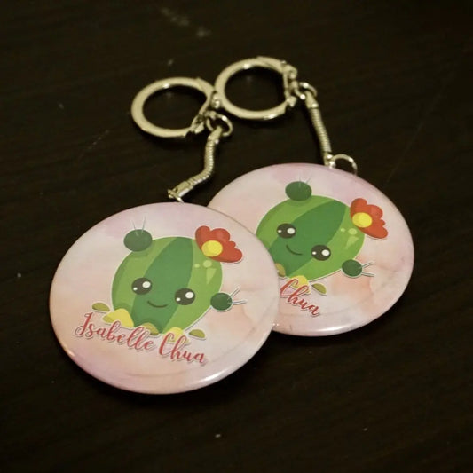 Custom Cactus Theme Button Key chains - 10 pieces - Busybee Creates