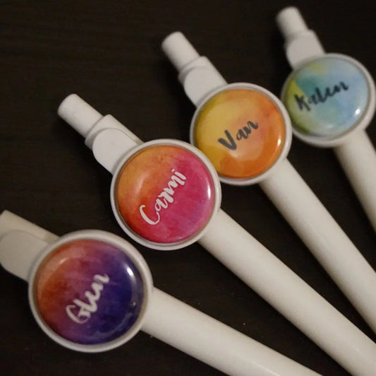 Custom Watercolor Inspired Pen Favors - Set of 4