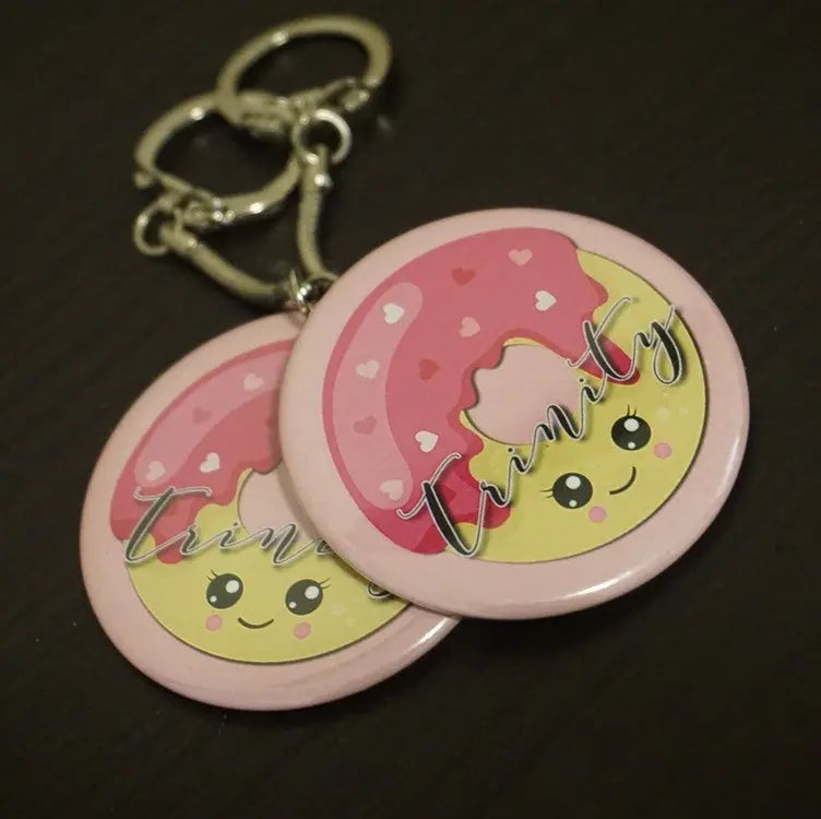 Custom Doughnut Theme Birthday Party Button Tags Favors Gift for Girls - 10 pieces