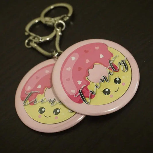 Custom Doughnut Theme Birthday Party Button Tags Favors Gift for Girls - 10 pieces - Busybee Creates