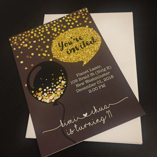 Glitz and Glamour Theme - Personalized Girl Birthday Party Invitations - DIGITAL or PRINTED - Busybee Creates