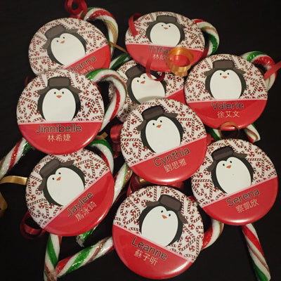 Custom Christmas Snowman Button Pin with Chinese Characters - 10 pieces