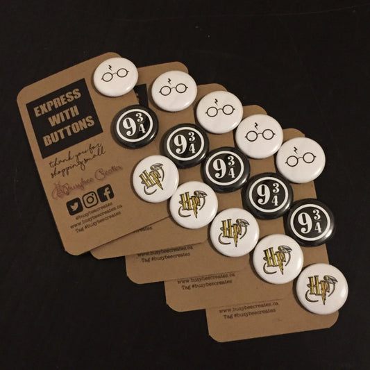 Personalized Harry Potter Inspired Mini Button Pins (3/ set)  - 5 sets